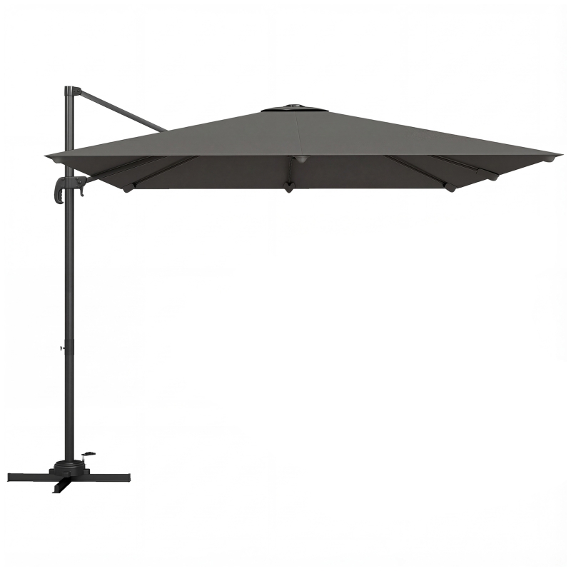 Outsunny 3 x 3 m Cantilever Parasol, Square Patio Umbrella with Crank Handle, Cross Base, Tilt, 360° Rotation, Dark Grey