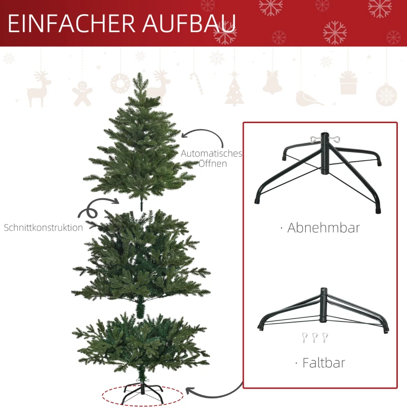 HOMCOM kunstkerstboom 1,8 m kerstboom dennenboom PVC PE metaal groen Ø 90 x 180 cm