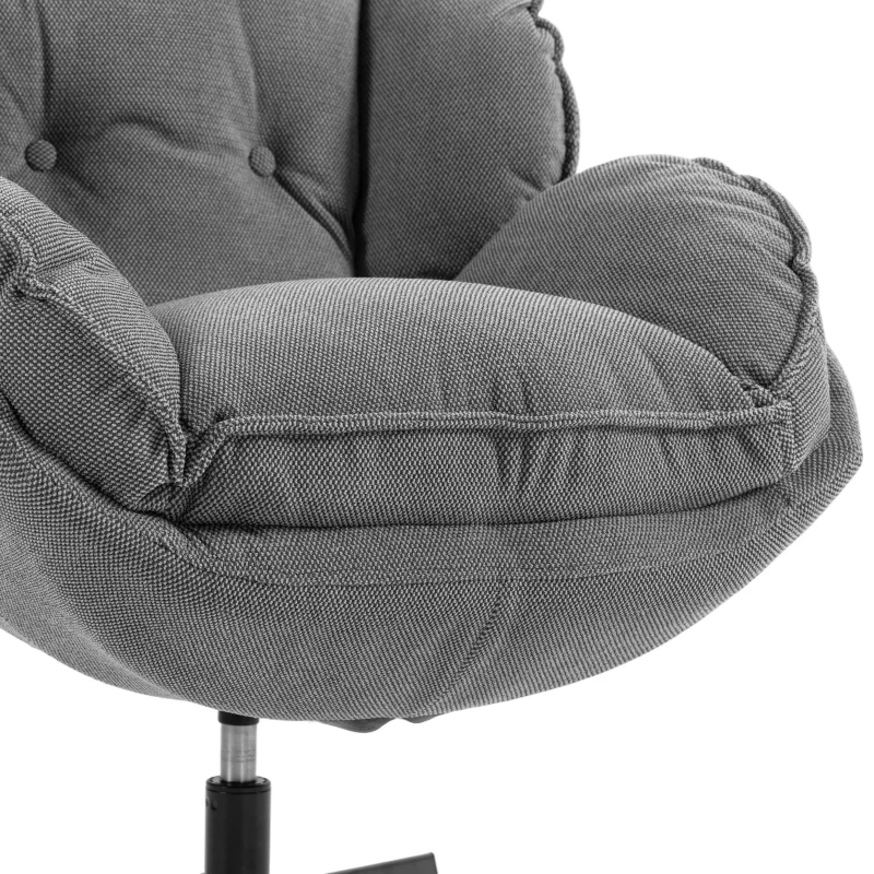 HOMCOM Fauteuil met verstelbare voetenbank, 360° draaibaar, chenillebekleding, dikke vulling, grijs