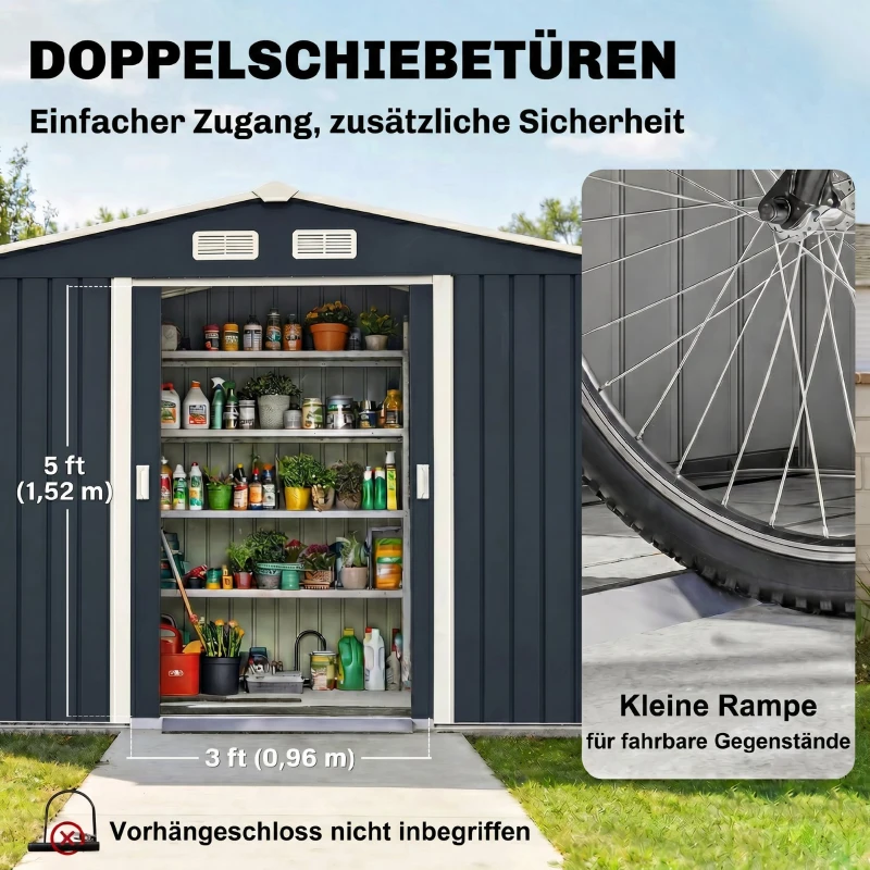 Outsunny tuinhuisje metaal houtskool grijs 277 x 195 x 192 cm(m-5)