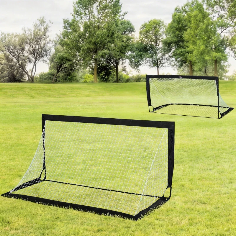 HOMCOM Lot de 2 but de foot extérieur, cage de foot portable avec sac de rangement en tissu Oxford 183 x 90 x 90 cm noir blanc