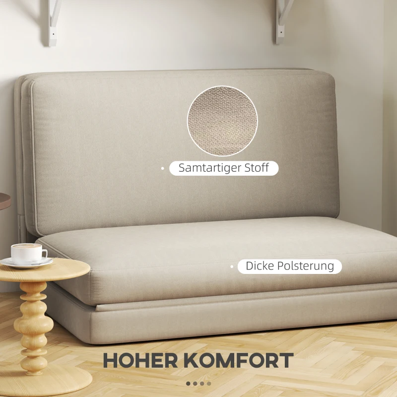 HOMCOM 2-in-1 Opvouwbare Relaxfauteuil, Gastenmatras, Deelbaar, 120 cm Breed, Beige(m-5)