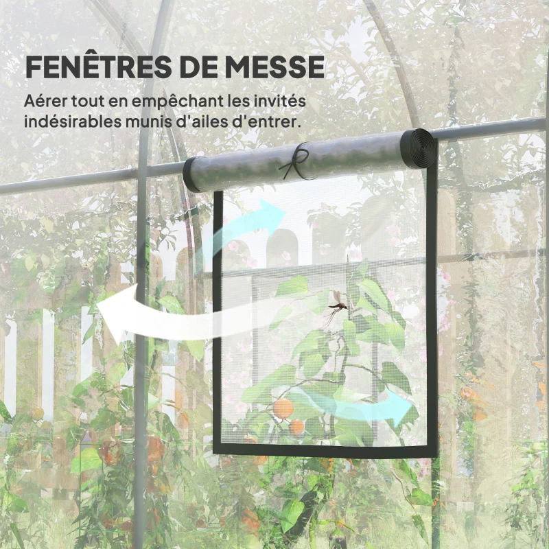 Outsunny Serre de Jardin Tunnel 6 m² 3L x 2l x 2H m châssis Tubulaire renforcé Porte zippée 2 fenêtres enroulables - transparent