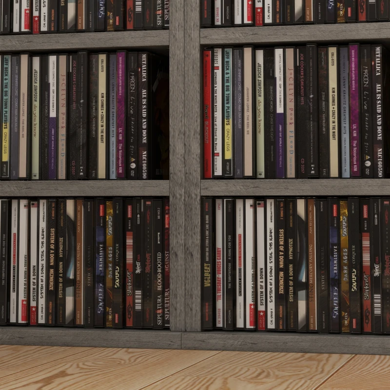 HOMCOM Set di 2 Scaffali Porta CD con Mensole Regolabili per 204 CD, 21x22.5x88.5 cm, Grigio