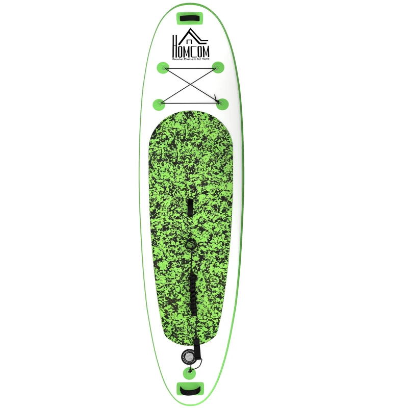 HOMCOM Tabla de Paddle Surf Hinchable 305x76x10 cm con Remo Ajustable y  Bolsa de Transporte e Inflador Verde