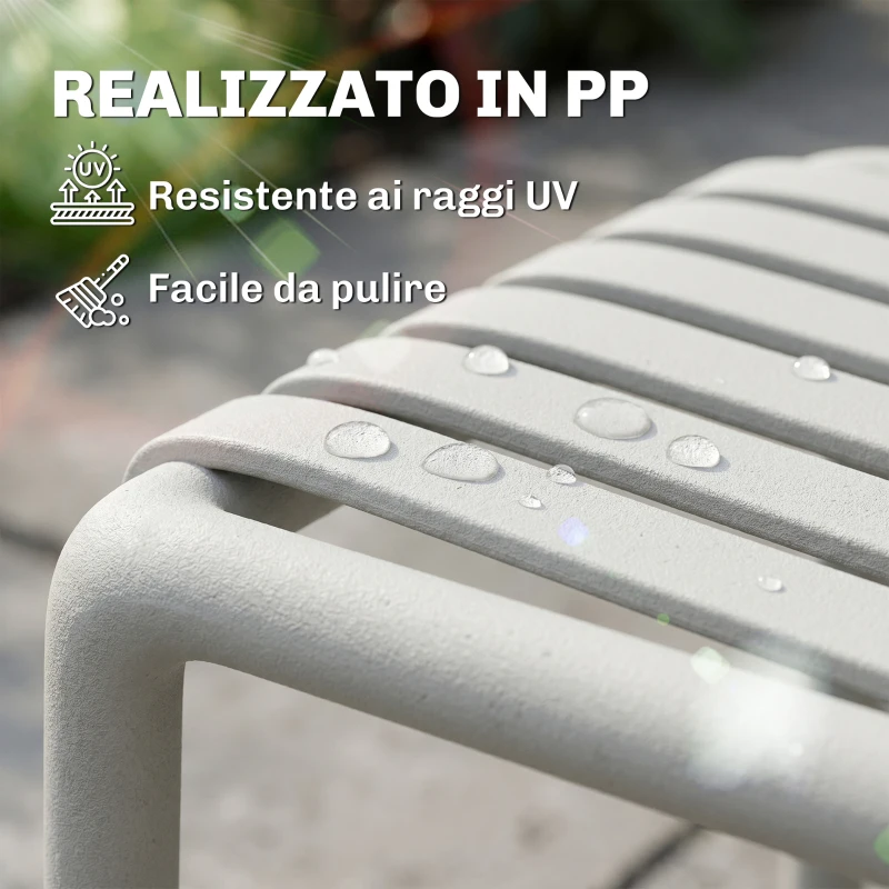 Outsunny Set di 4 Sedie da Giardino Impilabili con Braccioli, Design a Doghe in Plastica, Grigio