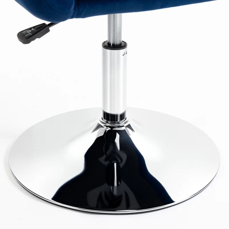 HOMCOM Retro Velvet Swivel Tub Chair with Steel Frame, Cushion Seat, Dark Blue
