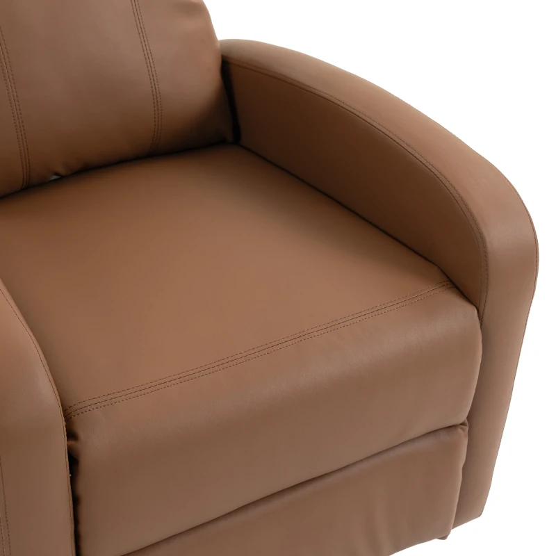 HOMCOM Recliner Armchair, Massage Faux Leather Push Back Reclining Chair with Adjustable Leg Rest, Side Pocket, Dark Brown