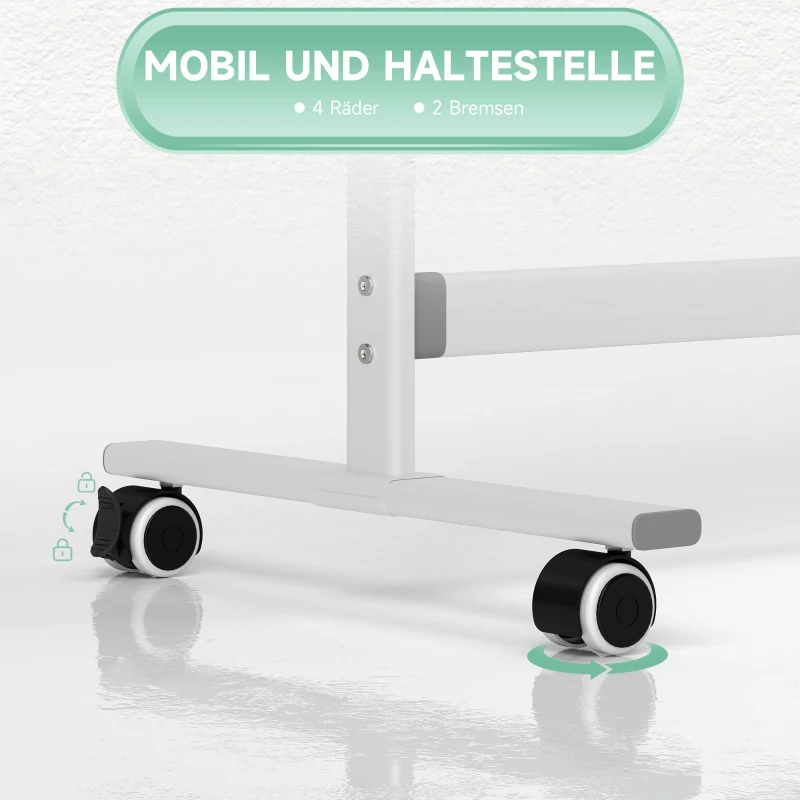 HOMCOM Dubbelzijdig Magnetisch Whiteboard met Standaard 120 x 90 cm – Droog uitwisbare Magnetische Bord met Pennenbakje en Aluminium Frame, Draaibaar en Verrijdbaar voor Kantoor en Thuis