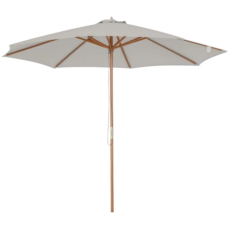 Outsunny Zonnescherm houten zonnescherm tuinparasol balkonparasol 3 x 2,5 m grijs marktscherm