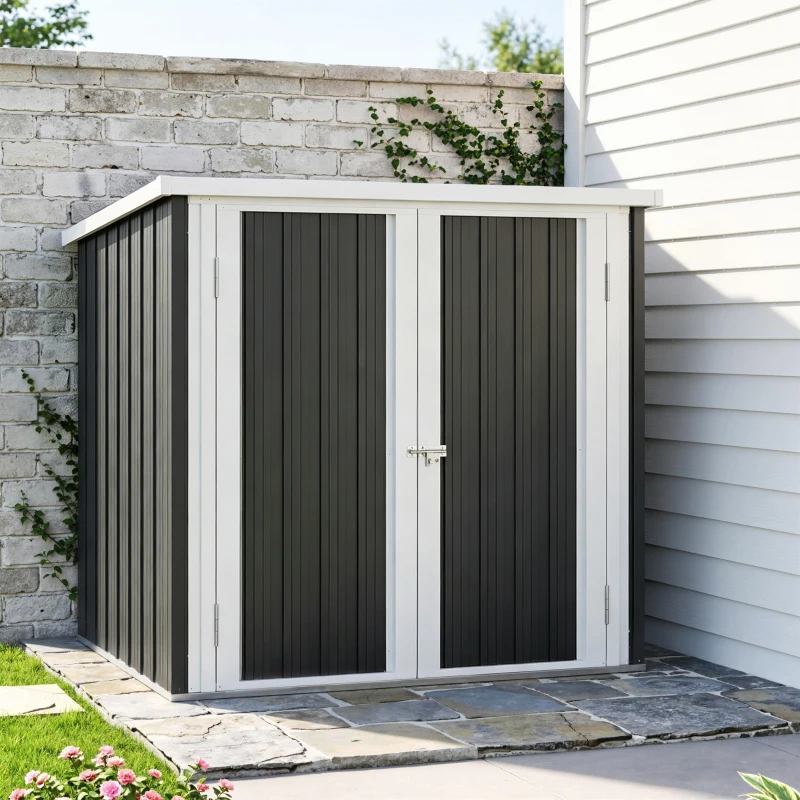 Outsunny Cobertizo de Jardín de Exterior 1,26 m² 147x86x134cm con 2 Puertas y Cerradura para Almacenamiento de Herramientas Negro