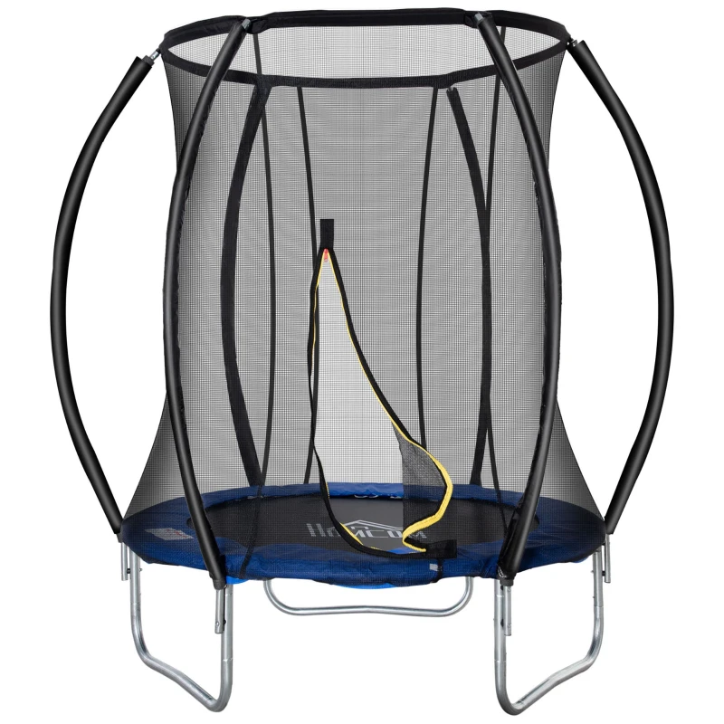HOMCOM Trampoline Ø 183 cm avec filet de sécurité et revêtement antirouille galvanisé usage extérieur bleu et noir