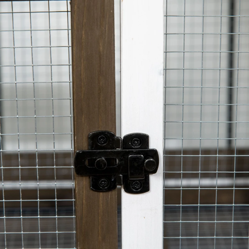 PawHut Conejera de Madera con Ruedas para 1-2 Conejos con Techo Abrible Bandeja Extraíble 108x58x73,5 cm Marrón Oscuro