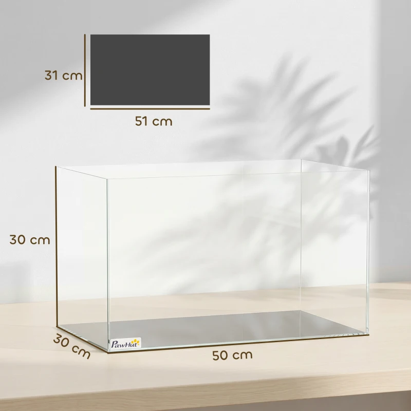 PawHut Fish Tank Bare Glass for DIY Glass Aquarium with Protective Base Mat 43L Transparent for Fish Shrimps