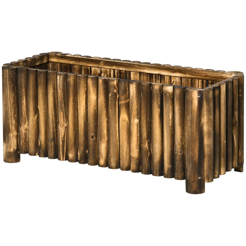 Outsunny Wooden Raised Garden Bed, 100 x 38.5 x 40cm Elevated Planter Box, Outdoor Flower Bed with Drainage Gaps, Easy Assembly, Natural