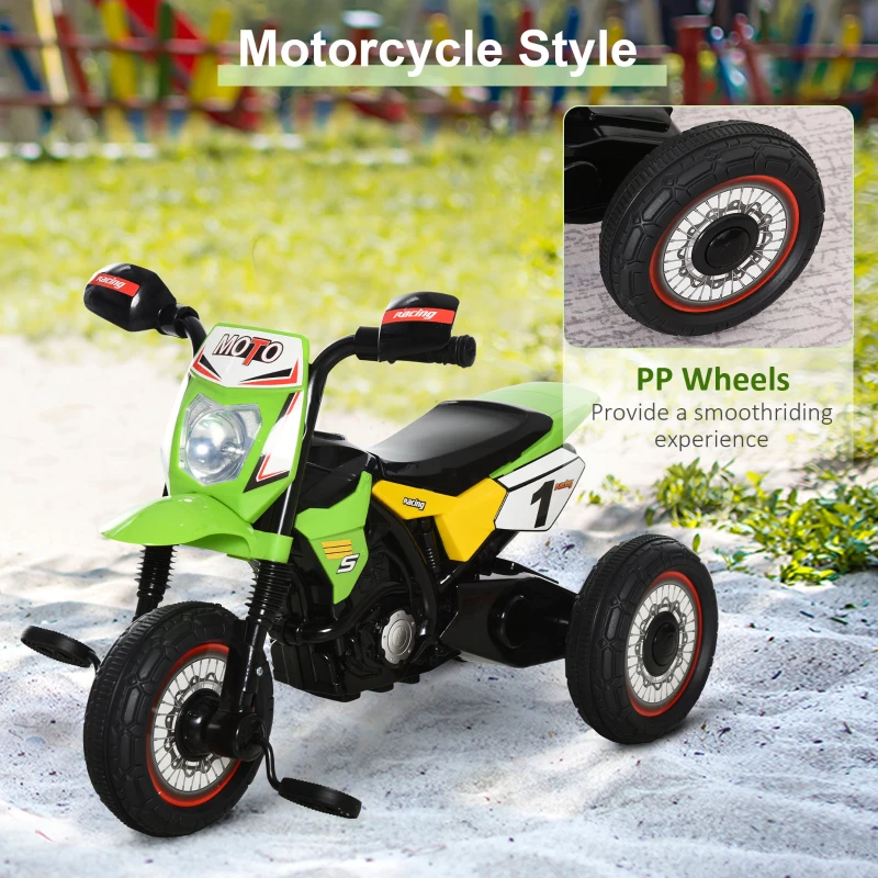 HOMCOM Trike for Kids, Toddler Pedal Motorcycle, Kids Ride On Tricycle Early Learning w/ Music Lights Handlebar Stickers Exercise Boys Girls Gift for 18 - 36 Months Green