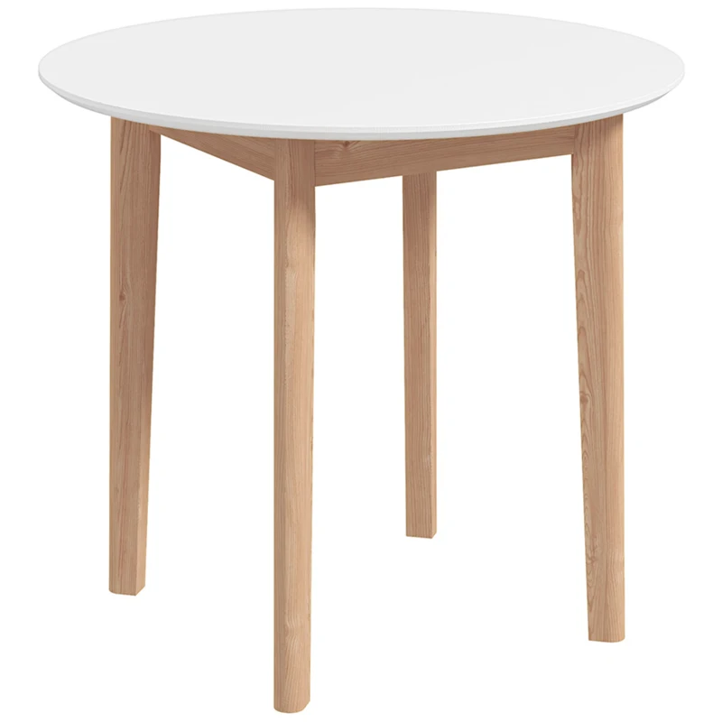 HOMCOM Eettafel Keukentafel Ronde Tafel, Scandinavisch Design, 75 cm x 75 cm x 76 cm, Wit + Natuur