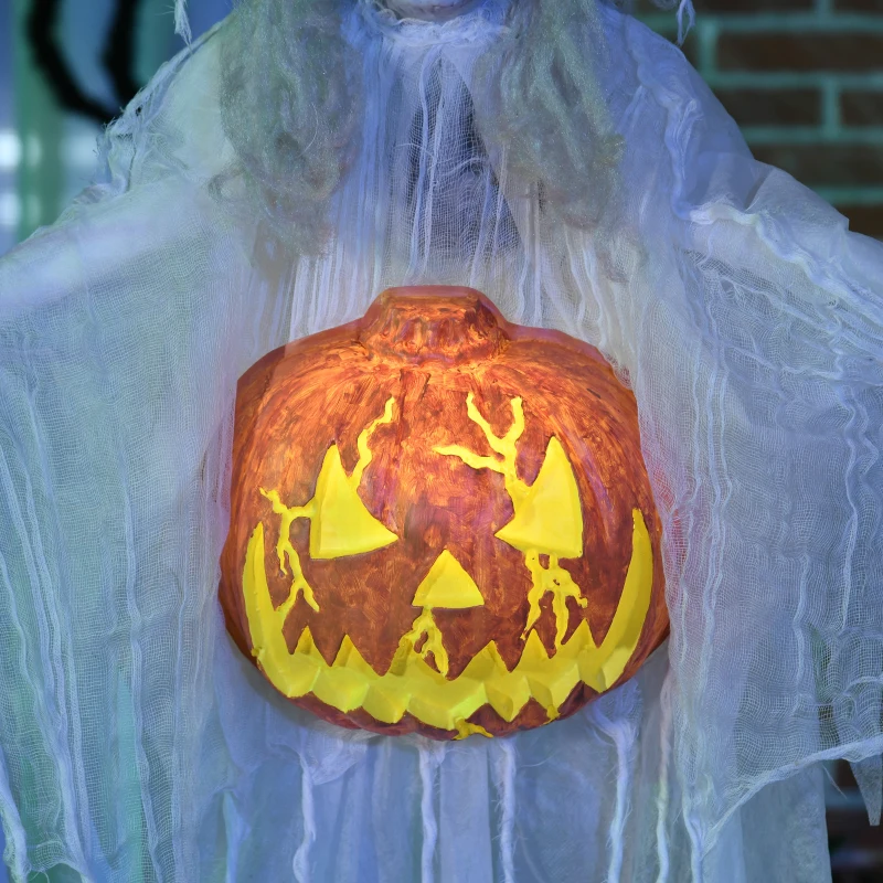 HOMCOM Halloween-geest, Halloween-decoratie, geluidseffecten en LED-verlichting, 60 cm x 18 cm x 183 cm