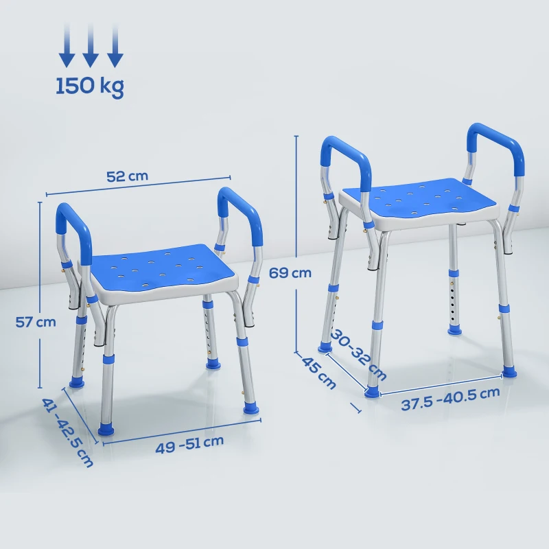 HOMCOM 57-69cm Aluminium Frame Bath Seat