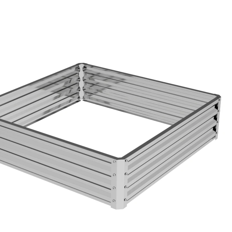 Outsunny Tuinbed, Plantenbak met Stalen Frame, Zilver, 120 x 120 x 30 cm