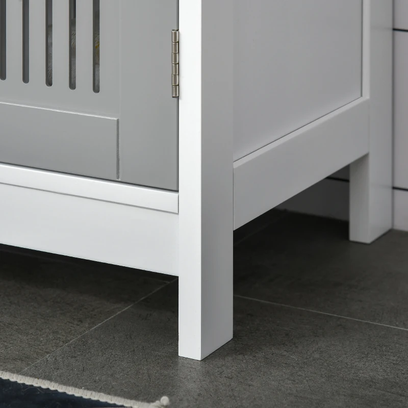 kleankin Modern Under Sink Cabinet with 2 Doors, Bathroom Vanity Unit, Pedestal Under Sink Design, Storage Cupboard with Adjustable Shelves, Grey