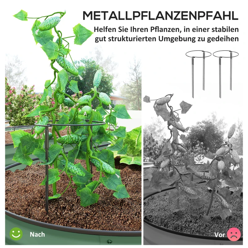 Outsunny 2-delige set verhoogde bedden voor tuin, outdoor-plantenbak met open bodem, rubberen rand, metaal, 181 x 93 x 30 cm, Groen