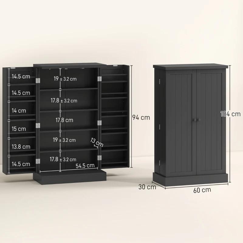 HOMCOM Kitchen Cupboard, Freestanding Multi-Storage Kitchen Pantry Cabinet with Adjustable Shelves, Black