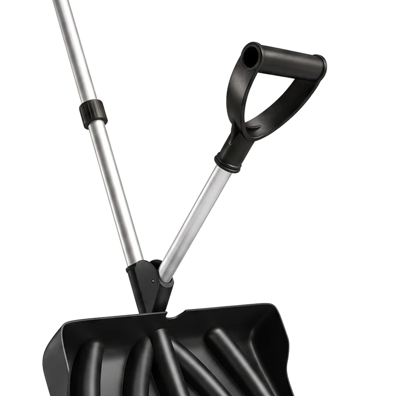 Outsunny Pala de Nieve de Aluminio Portátil con Mango de Asistencia en D, Hoja Ancha de 45 cm, Mango Desmontable, Negro