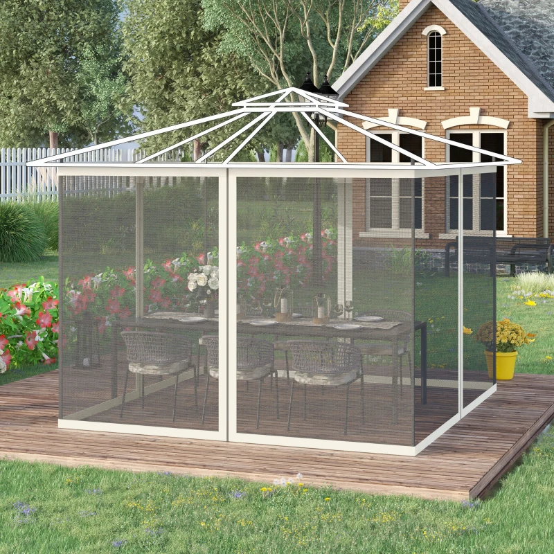Outsunny Moustiquaires pour barnum de jardin 3 x 3 m - lot de 4 moustiquaires zippées + crochets d'attaches - polyester nylon