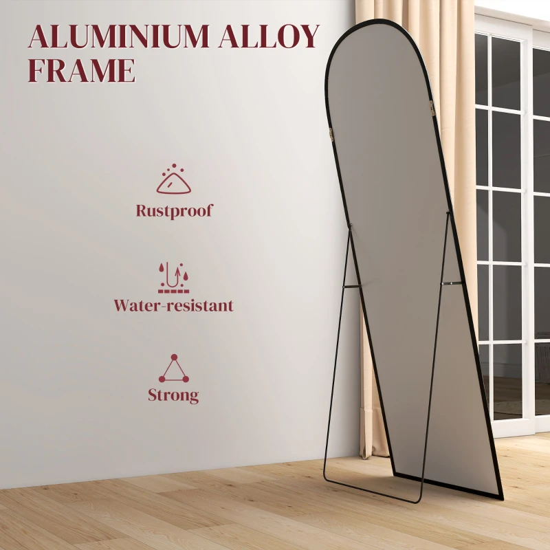 HOMCOM 165cm Aluminium Frame Standing Mirror - Black