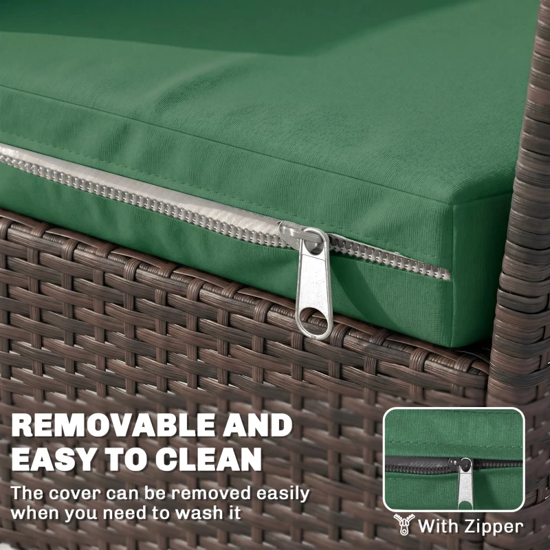Outsunny Outdoor Seat Cushion Pads for Rattan Furniture, 3 PCs Garden Furniture Cushions, Green