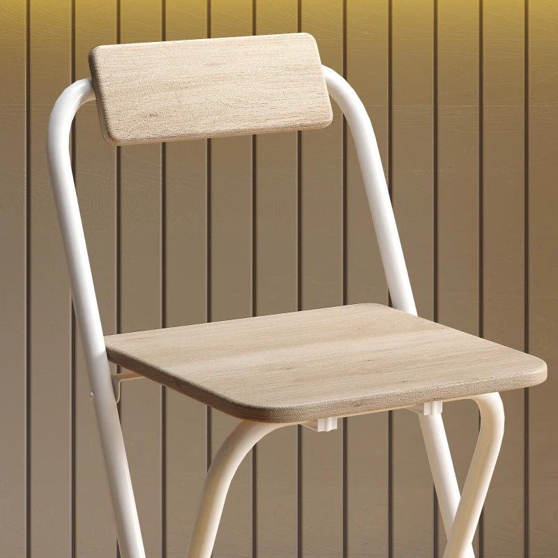 HOMCOM Set 2 Scaune de Bar Pliabile cu Suport pentru Picioare, din Lemn și Oțel, 37 x 45 x 87 cm, Lemn