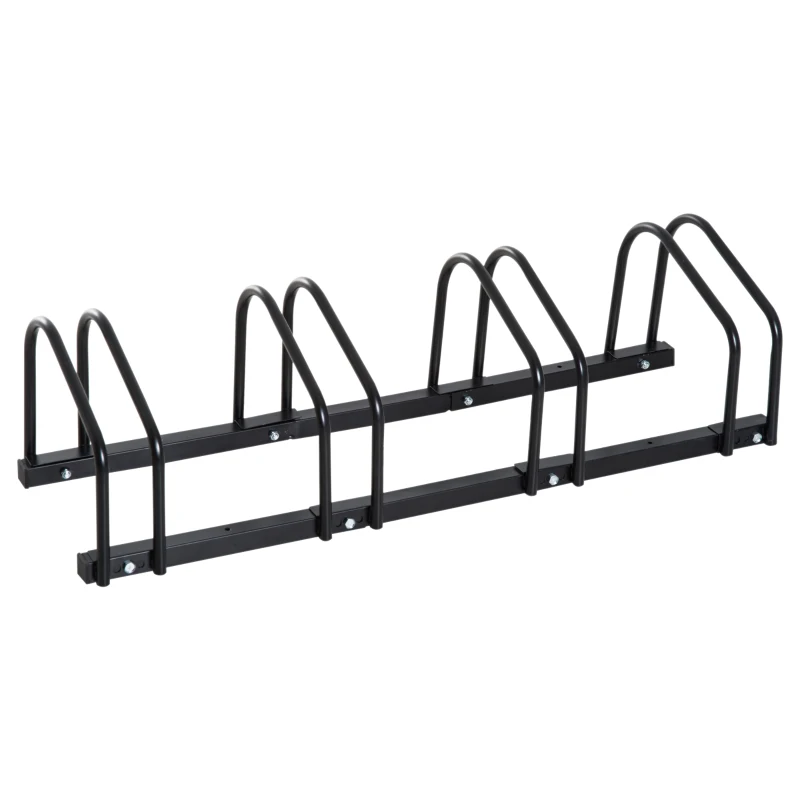 HOMCOM Bike Stand Parking Rack Floor or Wall Mount Bicycle Cycle Storage Locking Stand 100L x 33W x 27H (4 Racks, Black)