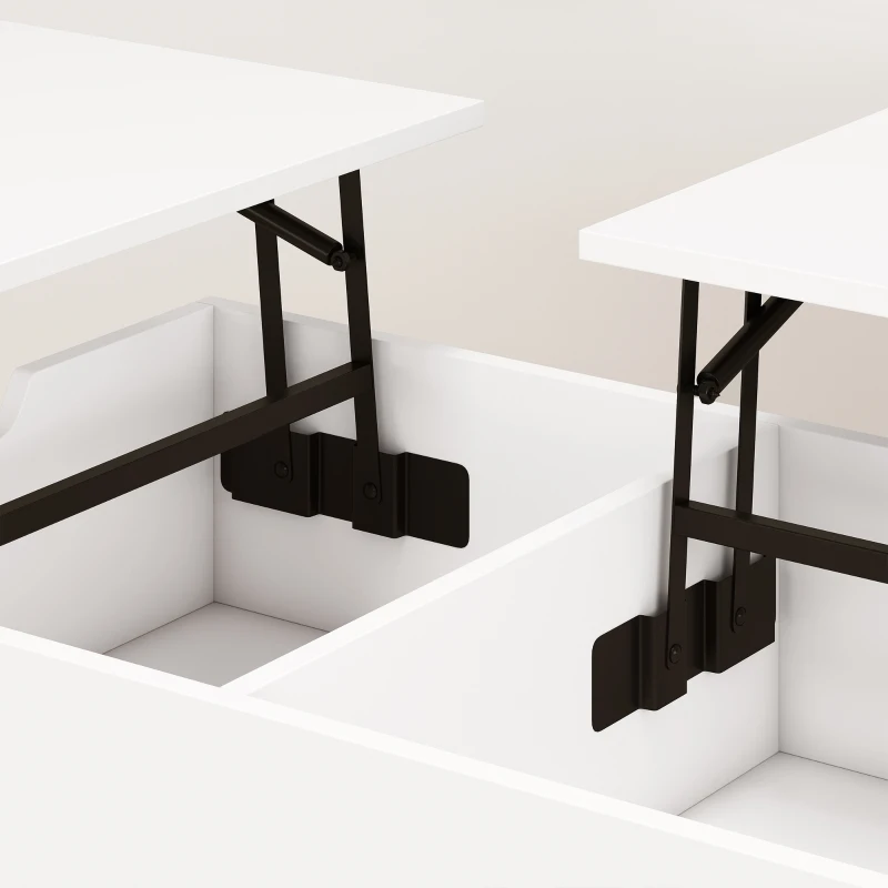 HOMCOM Lift-top salontafel met gesplitst blad, modern design en metalen poten, wit