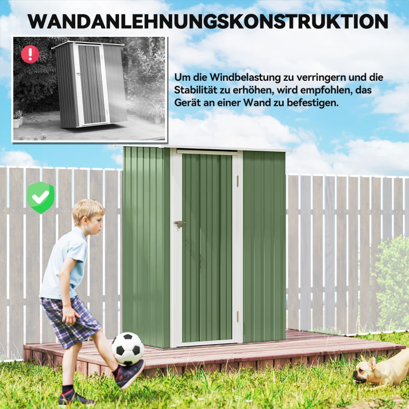Outsunny tuinhuisje met deur staal groen 142 x 84 x 189 cm
