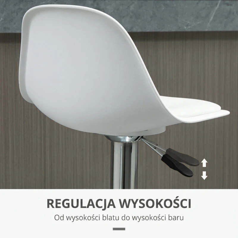HOMCOM Hokery Zestaw 2 z nowoczesnym wzornictwem do 120 kg (jedno krzesło) Krzesła barowe Białe