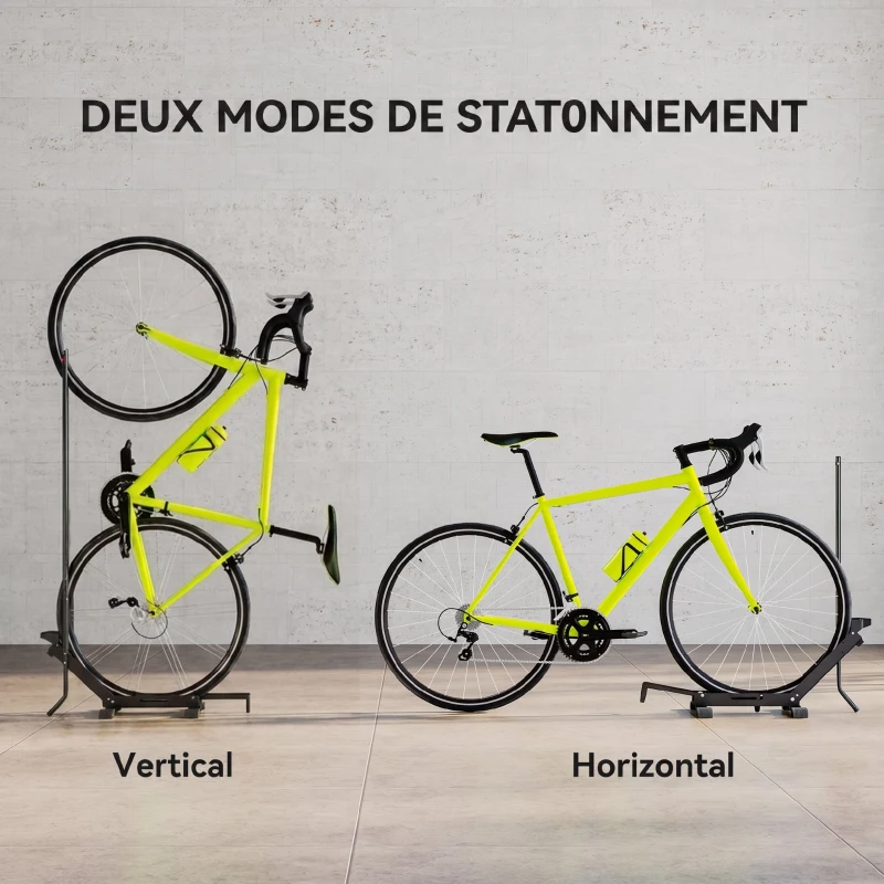 SPORTNOW Support de vélo réglable en hauteur, support de sol autoportant pliable pour vélo de 20 à 29 pouces, noir
