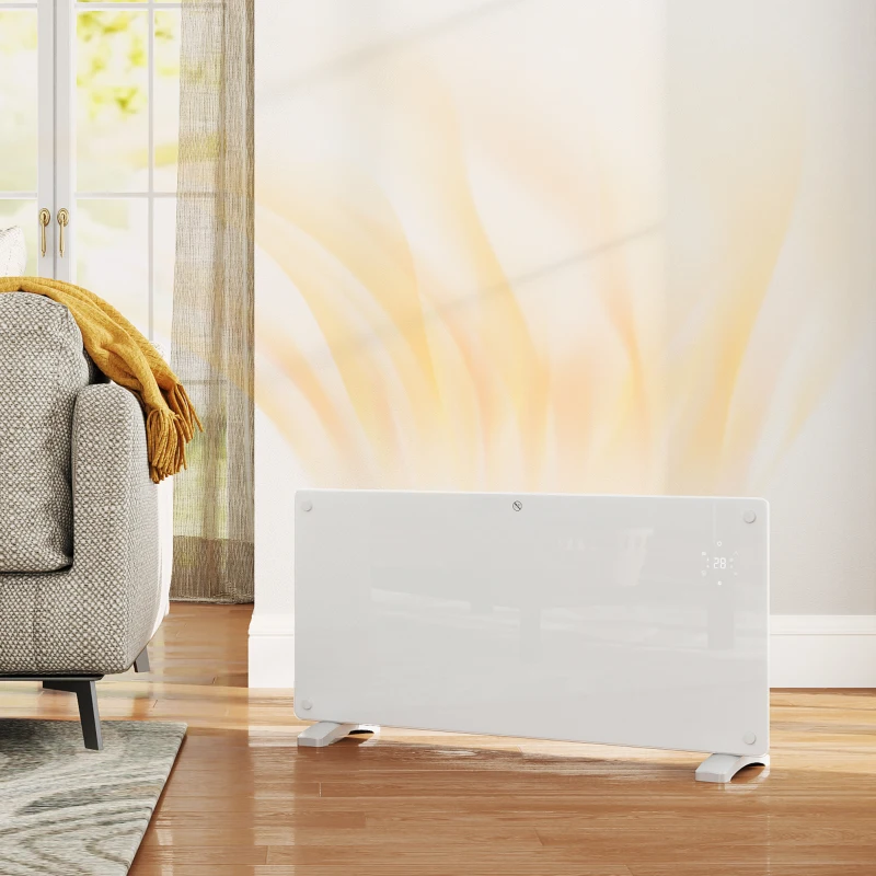 HOMCOM Riscaldatore a Convezione 2000W a Temperatura Regolabile con Telecomando e Timer, 87x21.5x44.5 cm, Bianco