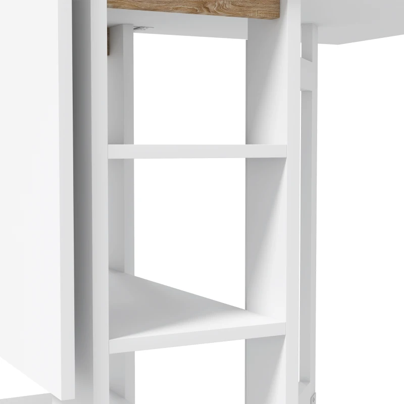 HOMCOM Tavolo Pieghevole Pranzo con 2 Ribalte e Ripiani Espandibile per 4 Persone, 120x60x75 cm, Bianco