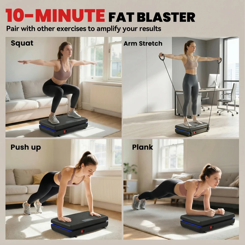 SPORTNOW Vibration Plate Exercise Machine with 120 Speed Levels, 5 Programs, Quiet Vibrating Plate with Resistance Bands