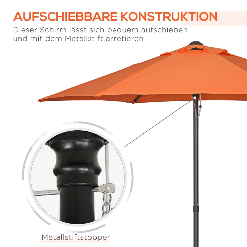 Outsunny Parasol Ø196 cm met Kantelfunctie, Zeshoekige Balkonparasol voor het Strand, Balkon en Tuin, Oranje
