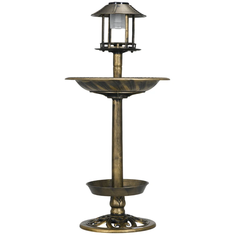 Outsunny Vogelbad Vogelhuis Voederschaal, weerbestendig, 2 schalen, vintage design, 50 x 50 x 110 cm, Bronskleurig