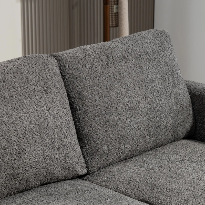 HOMCOM Canapé 2 places 120 cm avec coussins de dossier amovibles, tissu chenille pour salon, chambre, bureau, gris foncé