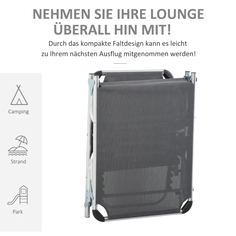 Ligstoel aluminium ligstoel met hoofdkussen relax ligstoel 5-voudig verstelbaar inklapbaar