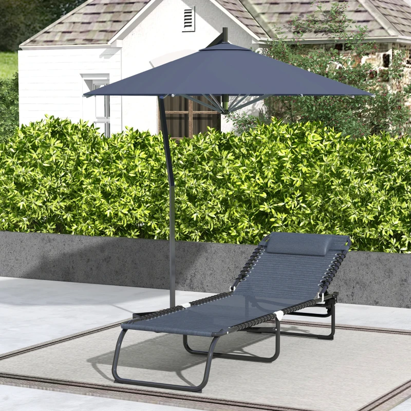 Outsunny ligbed opklapbaar tuinbed opklapbaar tuin 4-traps rugleuning verstelbaar staal mesh stof donkergrijs 197 x 58 x 76 cm