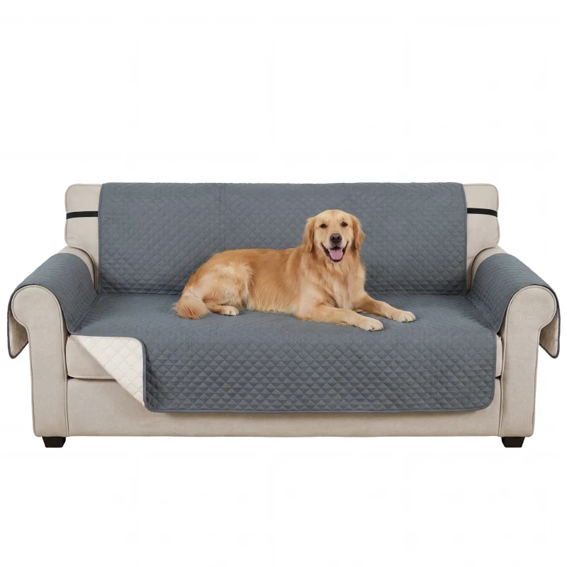 PawHut Housse de Canapé Protecteur de Meubles 3 Places Imperméable Anti-glisse avec Poches de Rangement Gris