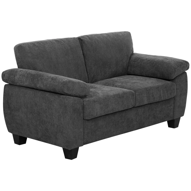 HOMCOM 2 Seater Sofa, 156cm Chenille Loveseat Sofa, Dark Grey