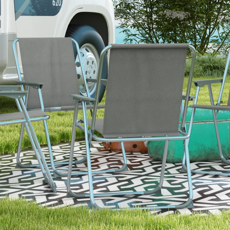 Outsunny Opvouwbare tuinstoel campingstoel, 53 cm x 54 cm x 76 cm, Blauw + Zilver