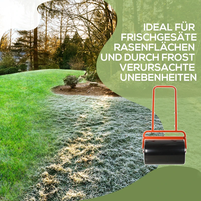 Outsunny Handige Gazonroller, Praktische Gazonrol, Grasroller, Gazonwals, Flexibel, Staal, 58L x 32,5B x 113H cm, Rood