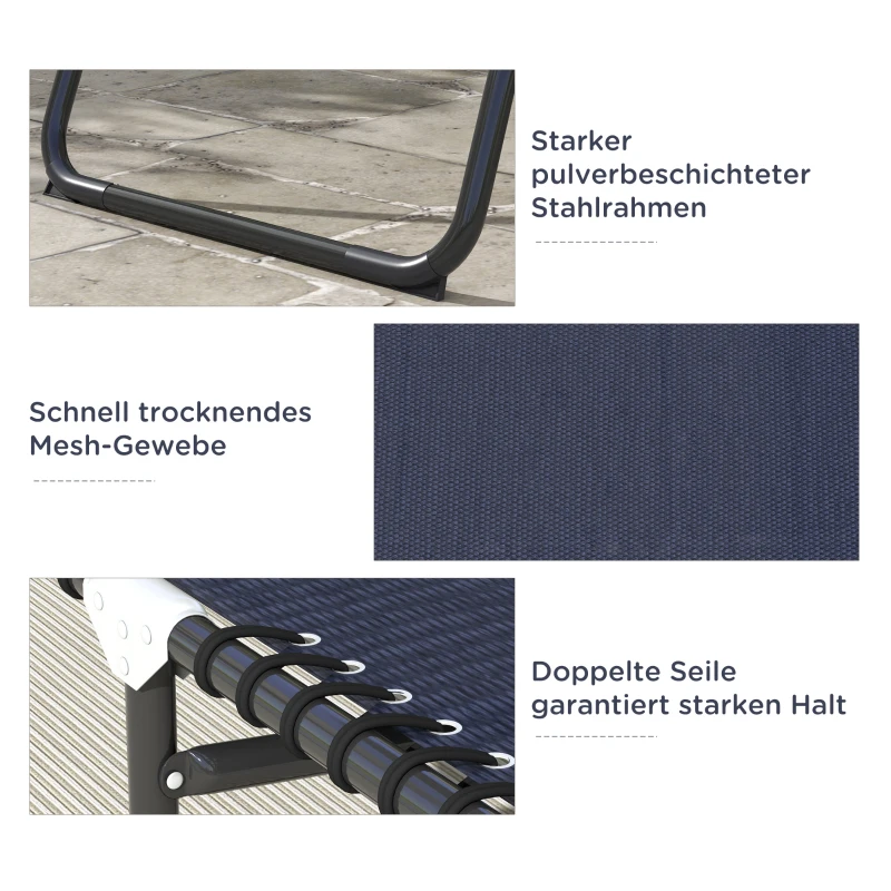 Outsunny ligbed opklapbaar tuinbed opklapbaar tuin 4-traps rugleuning verstelbaar staal mesh stof donkergrijs 197 x 58 x 76 cm